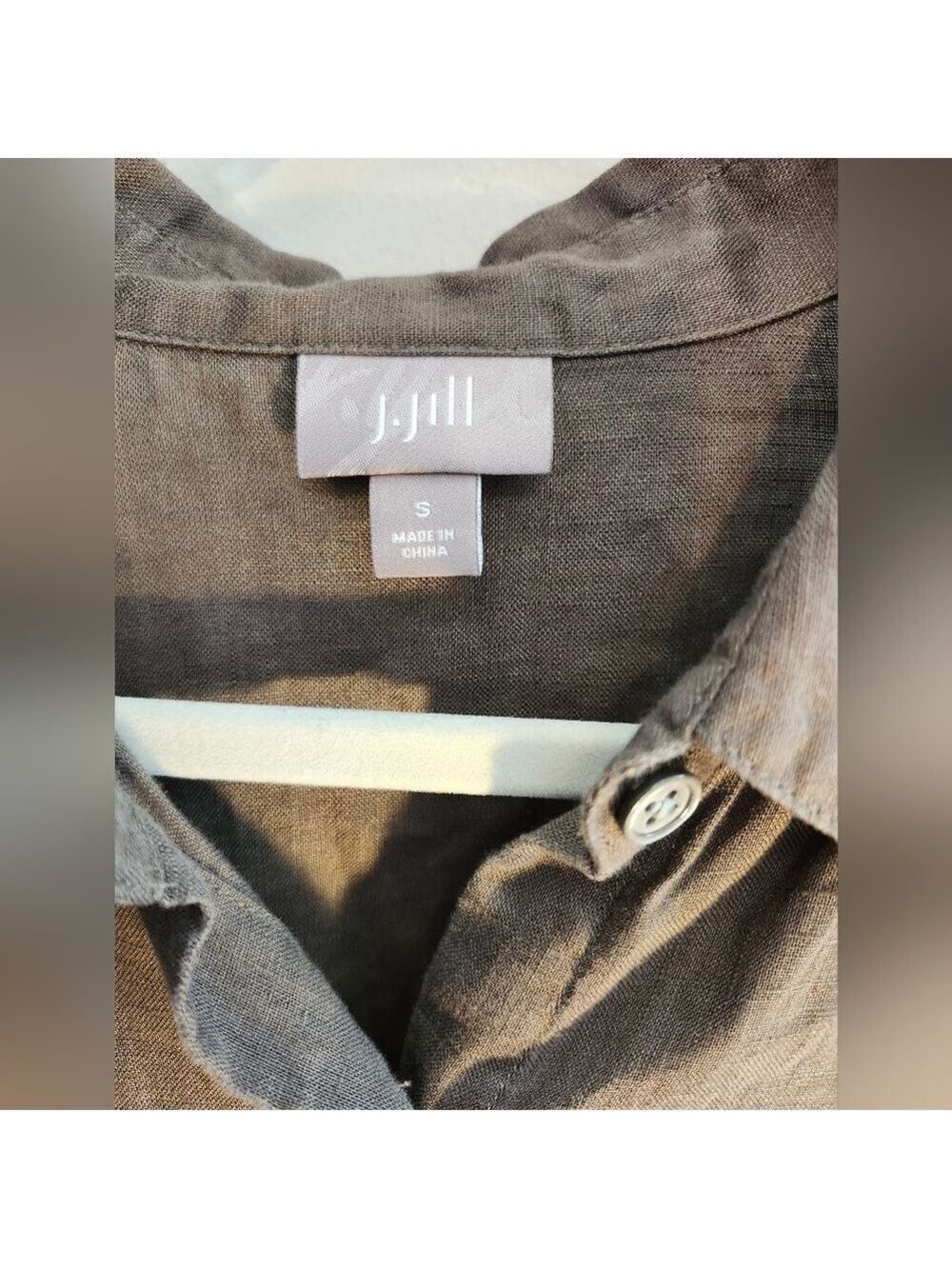 J. Jill Dark Brown 100%Linen Button Down Oversized Sz S - Picture 2 of 8